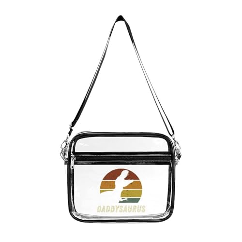 Daddysaurus Daddy Dinosaur Large Crossbody Bag Clear Stadium Bag Anti-Theft Side Shoulder Bags Messenger Bag with 2 Compartments