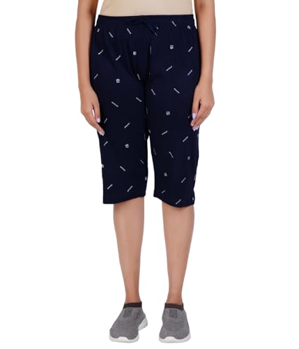 Image of FEEL TRACK Women Cotton Regular Fit Printed Capri (Pack of 1)