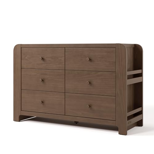 Image of Graco Read-with-Me 6 Drawer Dresser with Bookshelves - GREENGUARD Gold Certified Storage for Baby and Kids Room, Interlocking Drawer System (Hazelnut)