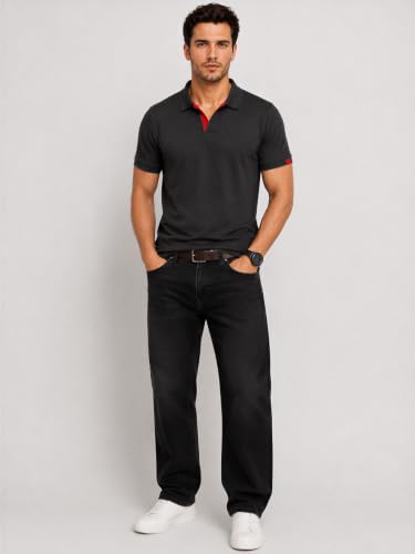 Image of Status Quo Men's Polo T-Shirt | Rich Cotton Blend | Slim Fit | All Day Comfort | Contrast Inner Placket | Polo Collar