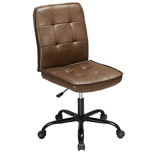 VIAGDO Office Chair No Arms with Wheels,Desk Chair Ergonomic Office Computer Chair,Swivel Chair Leather Brown,Office Desk Chair for Home Office Living Room Bedroom, 265Lb Capacity VIAGDO Office Chair No Arms with Wheels,Desk Chair Ergonomic Office Computer Chair,Swivel Chair Leather Brown,Office Desk Chair for Home Office Living Room Bedroom, 265Lb Capacity