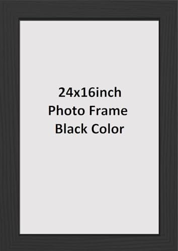 DECORO 24x16 inch Black Wood Finish Picture Poster Frame, Portrait, Landscape Display Rectangle 61 x 41 cm Frame