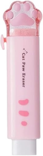 Borrador retráctil con forma de gato, lindo borrador para niños, borrador de goma Kawaii para estudiantes, suministros escolares de oficina, color