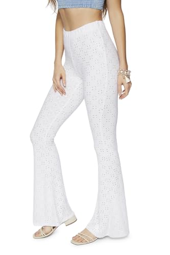 Forever 21 Women's Pointelle High-Rise Flare Pants3