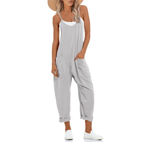 UNIANKIYA One Piece Jumpsuits for Women Casual Sleeveless Spaghetti Strap Rompers Summer Overalls Beach Vacation Outfits 2025