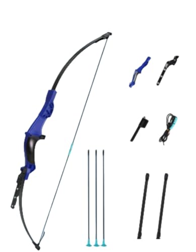 Arfobug 子供用屋外弓矢おもちゃ、入門レベルのアーチェリー射撃おもちゃ、ソフトグルー吸盤矢、ターゲットモデル付き子供用弓矢、子供用アーチェリーセットターゲット&矢筒、屋内&屋外用子供用弓矢男の子おもちゃギフト3〜12歳の男の子女の子 (特大青 + 3