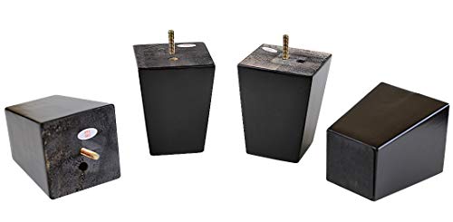 ProFurnitureParts 5" Inch Espresso Finish Square Tapered Wood W/ Anti Skid Pads Set of 4