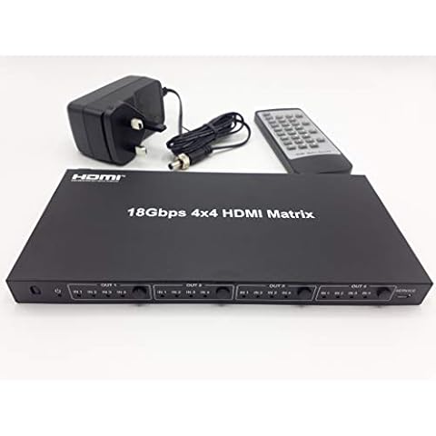 FOURKAY 4x4 4K UHD HDMI Matrix Switch Splitter supporting up to 4K2K@60Hz. Downscaling option on each output to support mix of 4K and HD displays Cover