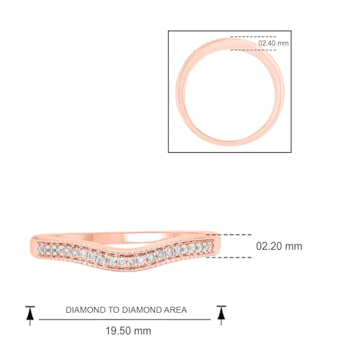 Cali Trove 1/10 Ct Natural Diamond Rings in Champagne Diamonds and White Diamonds | 10Kt White and Rose Gold | Stackable Wedding Bands | Curved Layered Rings | Gifts for Her4