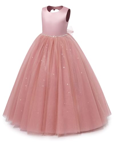 Flower Girl Dresses for Wedding Puffy Satin Tulle Princess Pageant Dress for Girls Crew Neck Tulle Bow Prom Ball Gowns3