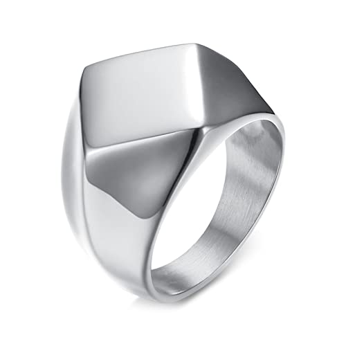 AMDXD Anillos de boda anchos de 16 mm, banda de boda de acero inoxidable pulido rombo para hombres, plata/negro/oro/gris, Acero inoxidable, Sin circonitas cúbicas