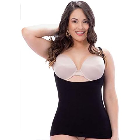 Shapermint Open Bust Shapewear Cami, Seamless Tummy, Side and Back Compression - black - S Cover