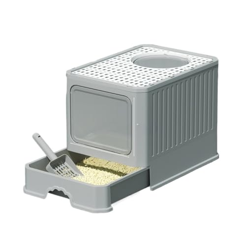 AOPIPI 猫トイレ - 猫トイレ 大型 猫 システムトイレ スコップ付 - 50 * 40 * 40 CM 猫のトイレ 上から猫トイレ 猫の大きいトイレ 大容量 大型 砂の飛び散ら防止 掃除簡単 脱臭抗菌 引き出し式 お掃除楽 清潔トイレ (50 *