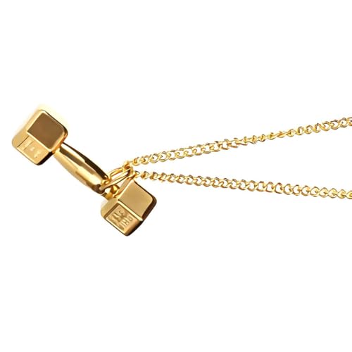 Zanthicia Alloy Dumbbell Shape Necklace Stylish Fashionable Hanging Replacement Decorative Men Choker Jewelry Birthday Gift, Gold