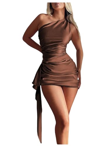 Image of GORGLITTER Women's Sexy Birthday Mini Dresses Asymmetrical Going Out Club Party Vegas Dinner One Shoulder Fringe Dress