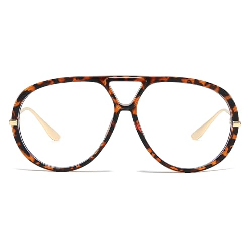 Image of YAMEIZE Oversized Blue Light Blocking Glasses Women Men Retro Pilot 70s Double Bridge Large Frame Anti Blue Light Eyeglasses