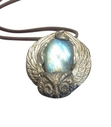 Sacred stone Owl Necklace. Spirit Animal. Blue Labradorite Crystal Owl Necklace Pendant. Shaman. Natural Stone Jewelry (Style B Labradorite)