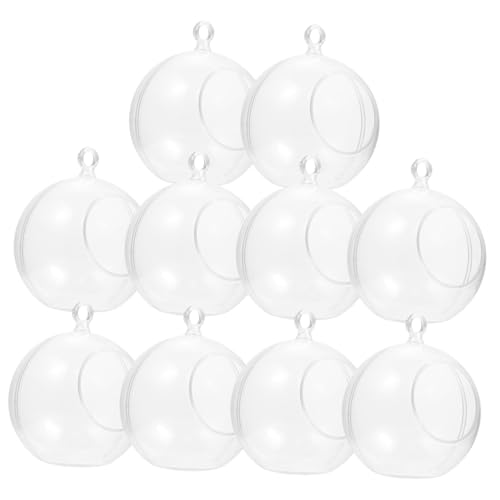 GANAZONO Boules Décoratives Transparentes en Plastique à Suspendre Lot de 10 Ornements Ouverts de 8 CM pour Bougies Chauffe-Plat et Décorations de Mariage...