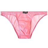 [ジーステーション] ブリーフ ビキニブリーフ ビキニ 綿コーマ こだわりストレッチコットン 男性下着 メンズ ローライズ タグレス 無地 (XXLサイズ, ピンク)