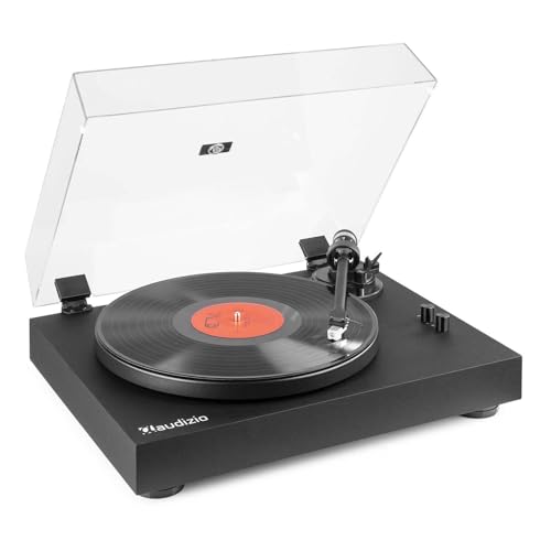 Audizio RP340 Giradiscos Tocadiscos de Alta Gama Hi-Fi HQ con cápsula y Aguja Audio Technica tracción por Correa Anti-Skating y antishock Color Negro Mate