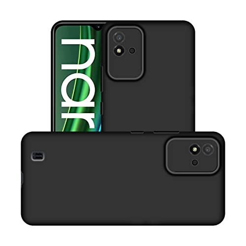 Image of Case Creation Liquid TPU Silicone Cover for Realme Narzo 50i Soft Case,Anti-Dirty Slim Case Frosted Matte Cute Candy TPU Raised Bezel (Splash of Color) Back Case Cover for Realme Narzo 50i -Black