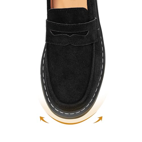 Image of Women's Suede Penny Loafer Comfort Driving Moccasins Casual Slip-Ons Loafer Flats Fashion Women Business Work Shoes