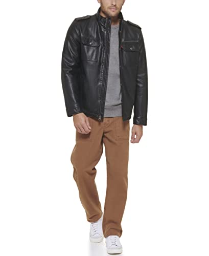 Image of Levi's Men's Vintage Deer Faux Leather Sherpa Military Jacket Big & Tall