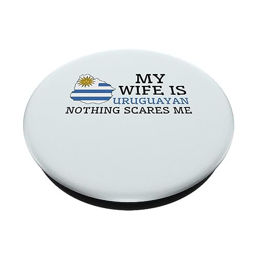 Uruguayan Flag Nothing Scares Me Wife Husband Uruguay Pride PopSockets Swappable PopGrip, Black - Image 2