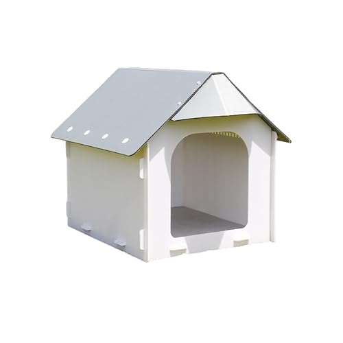 屋外用 犬小屋 中型犬対応 防水・防潮・抗菌設計 犬舎 湿気防止 防風 防雨 換気 通風性 丈夫なPP素材 組み立て簡単 コンパクトデザイン (ドアレスモデル,小さい)