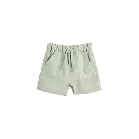 Koton Boys' Green Linen Shorts with Pockets Cover