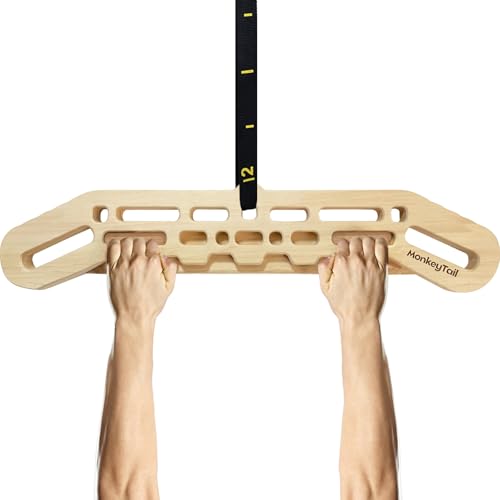 MonkeyTail Tragbares Hängebrett, hölzernes Kletter-Hängebrett, multifunktionales Finger-Trainingsbrett, Verbesserung der Fingerstärke, Innen- und Außeneinsatz