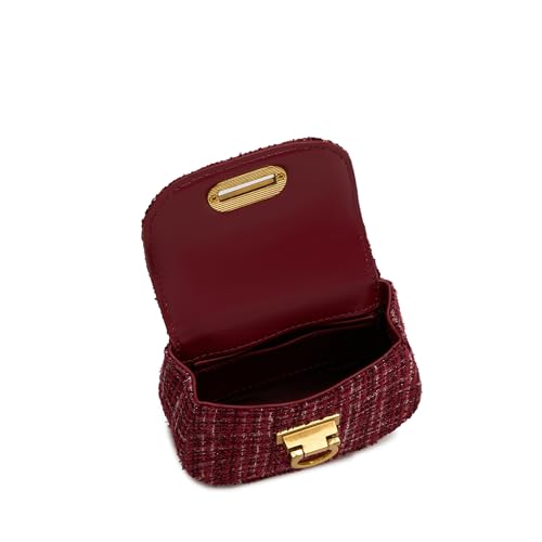 Image of Miraggio Fate Micro Crossbody Bag For Women | Tweed Texture Mini Sling Bags With Detachable Chain | Gift Items For Women