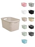 JARDIN202 - Cesta para la Colada 25 x 53 x 36 cm - Cesto ropa sucia – Cesta Rectangular con Asas diseño Mimbre | Crema