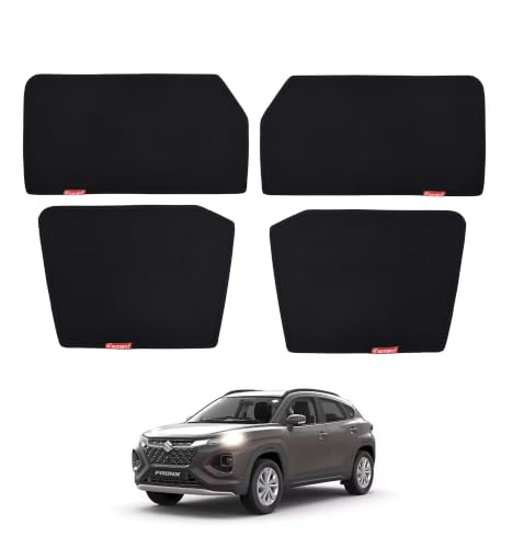 Image of Car Window Sun Shade for Maruti Suzuki Fronx, Set of 4, Black Mesh Fabric