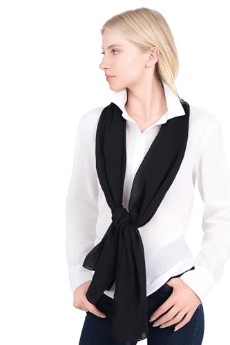 ALLEE DU FOULARD Chèche Écharpe Trendy 100% Coton - Taille 180 x 50 cm - Chèche Femme et Homme Léger et Confortable - Nombreux Coloris (Noir) Long