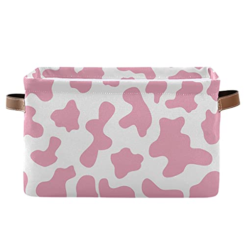 Orezi Rectangular Storage Bins With Handles,Collapsible Pink Cow Print Camo Camoflage Laundry Hamper Storage Box For Toy Bins,Gift Baskets Bedroom,Clothes #TOP19