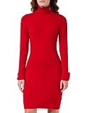 Calvin Klein Damen Ck Enges Pulloverkleid mit Rollkragen Pullover-Kleider, Candy Apple, L