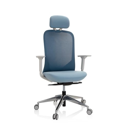 hjh OFFICE 740011 Bürostuhl ergonomisch AVEZA PRO Moderner Drehstuhl, Flexible Rückenlehne, Netzrücken, gepolstert, Stoff Blau