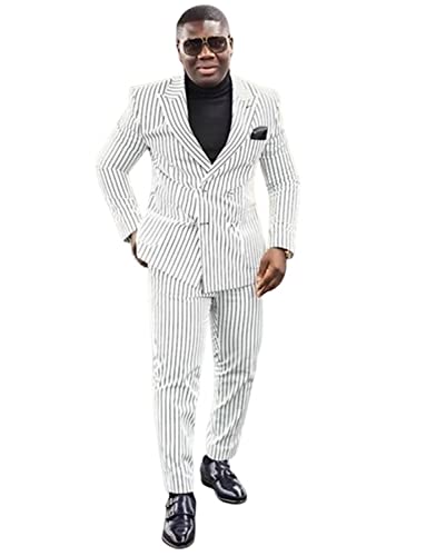 Costume homme deux pièces veste rayée revers en pointe mariage chic