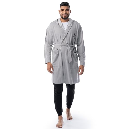 IZOD Mens Micro French Terry Cloth Hooded Bathrobe