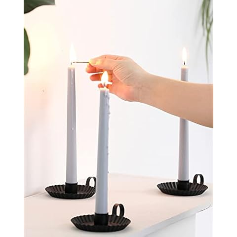DN DECONATION Candlestick Holders, Black Taper Candle Holders, Small Iron Candle Holders with Handle, Set of 3 Cover