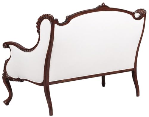 Casa Padrino Luxus Barock Sofa Weiß/Dunkelbraun - Prunkvolles Wohnzimmer Sofa im Barockstil - Barock Wohnzimmer Möbel - Edel & Prunkvoll – Bild 5