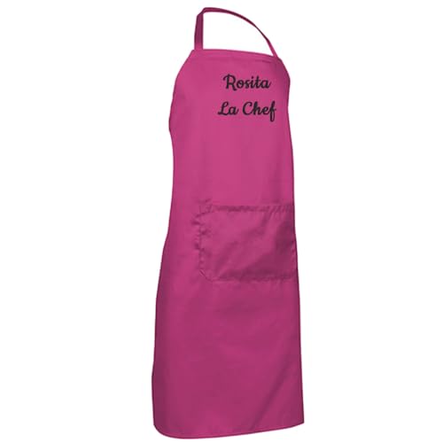 Vanevitch Tablier personnalisé et brodé avec un texte, un prénom gamme ECONOMIQUE petit prix (Fushia)