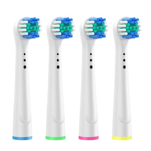 歯ブラシヘッド - 4本入りソフト毛先トラベルアクセサリー、交換用クリーニングパック、やさしく効果的なケアを実現するオーラルケア用品、家庭や寮、アパートのバスルームに適した実用的アクセサリー、7.3x1.8x1.2cm、日常の歯磨きを快適にサポートし清潔感