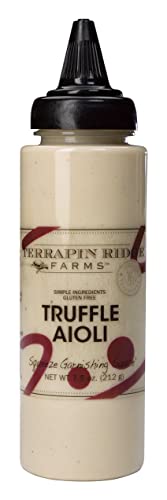 Terrapin Ridge Farms Truffle Aioli – Gourmet Aioli for Sandwiches, Fries, Roasted Vegetables & More – 7.5 oz Squeeze Bottle