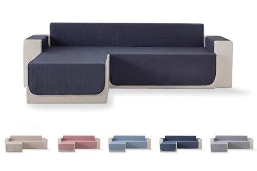 Todocama Housse de canapé matelassée à Losanges, Respirante, Facile à Nettoyer (Gris foncé, méridienne Gauche 240 cm)