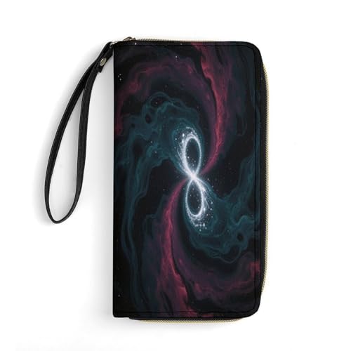 Women's Wallet Long Bifold Women's Clutch Dark Matter Tides Printed Wristlet Wallet 7.8 * 4.1 * 1.4 Inches with Wristlet - Main Image