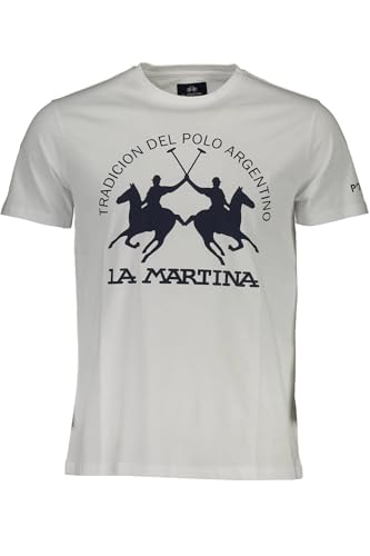 T-shirt blanc La Martina homme en coton de qualité qui ne se déforme pas