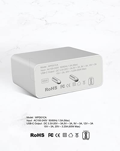 Image of Wayona Usb C Fast Charger Compatible With Laptops, Macbook Air /Pro M1 2020, Samsung Galaxy Book2 /Book2 Pro 360, Hp Spectre X360, Microsoft Surface Pro 7 (Black, 65W Charger + Cable)