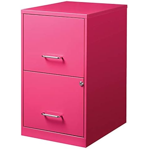 Office Dimensions 18in. 2 Drawer Metal SOHO Vertical File Cabinet, 18 in, Pink Cover